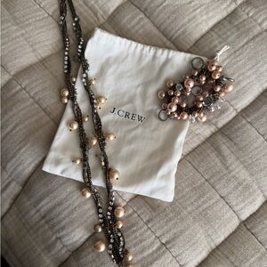 J. Crew Bronze & Peach Pearl Necklace and Bracelet set
